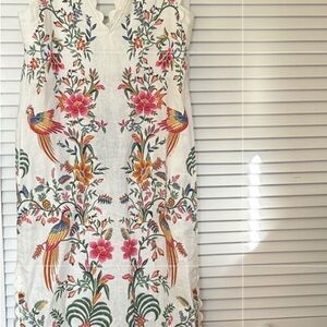 FARM Rio White Maxi Dress with Pink and Green Floral Design